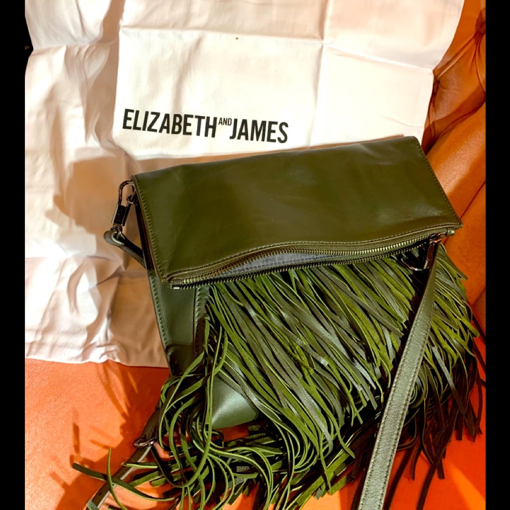 Elizabeth & James Olive Lambskin Leather crossbody